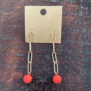 NWT Gold Chain Ball Earrings